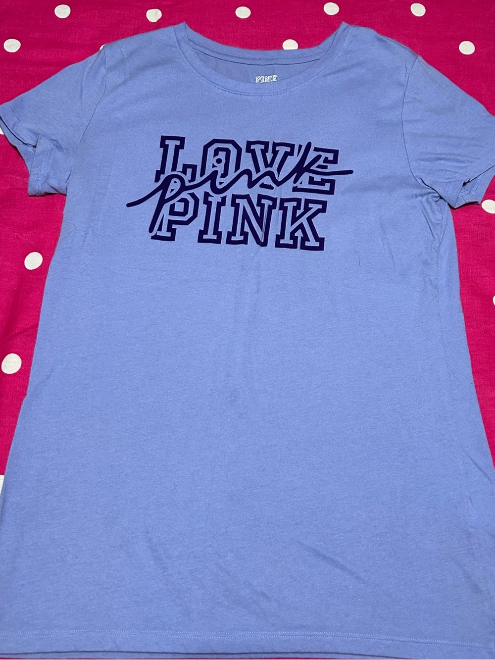PINK Victoria's Secret Lavender Short Sleeve 'LOVE PINK' Graphic Tee